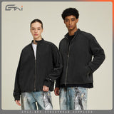 Etai men's clothing american retro distressed stand collar jacket - high-quality men's autumn short, oversized jacket top