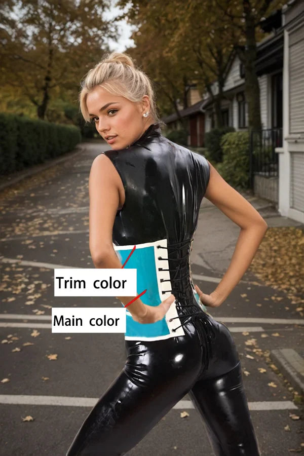 Women Latex Corsets Rx Waspie Design Light Blue