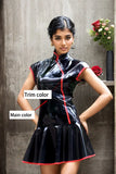 Women Latex Mini Dress Cheongsam Inspired