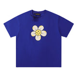 Drew house t-shirt - spring/summer d@ew floral letter crew neck pullover short sleeve