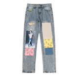 Drew house pants spring & fall d@ew hailey character patch straight-legjeans