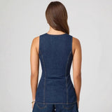 Women's pants: spring/summer amazon independent store fashion sleeveless cinched waist high-waisted loose denim shorts set (us/eu style)