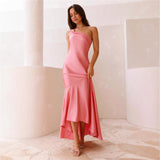 Women's dress - european & american amazon spring/summer sexy one-shoulder slim-fit tie-up backless mermaid tail elegant dress