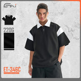 Etai men's clothing high-quality pure cotton boxy color block polo shirt - trendy men's brand, drop shoulder, turn-down collar, short sleeve tee