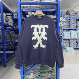 Saint m hoodie - autumn/winter s.m washed & distressed letter print crewneck sweatshirt - wholesale