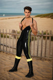 Velocity Man Latex Catsuits Unitard Sleeveless Striped