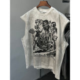 saint m t shirts  s.m cartoon harley pattern crew neck pullover tank top - wholesale