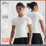 Etai men's apparel high-quality slim-fit ribbed short-sleeve t-shirt - cross-border trendy brand casual crew neck men's short-sleeve tee