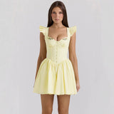 Women's dress - cross-border e-commerce summer style: sweet & spicy lace patchwork embroidered cinched waist cami dress