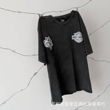 saint m t shirts  s.m harley wolf head graphic crew neck pullover short sleeve t-shirt - wholesale