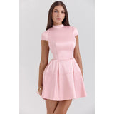 Women's summer dress - european & american style, cross-border amazon, solid color, round neck, sleeveless, soft & elegant, fashionable open-back mini dress