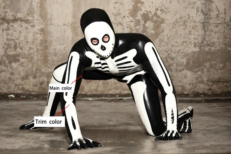 Man Latex Catsuits Scary Skeleton Full Body Unisex