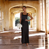 Women's dress - cross-border spring/summer fashion: european & american sexy spaghetti strap satin & satinette maxi dress