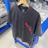 saint m t shirts  s.m letter print crew neck short sleeve t-shirt