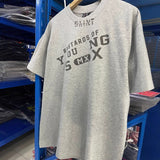 saint m t shirts  s.m letter print crew neck pullover short sleeve top - wholesale