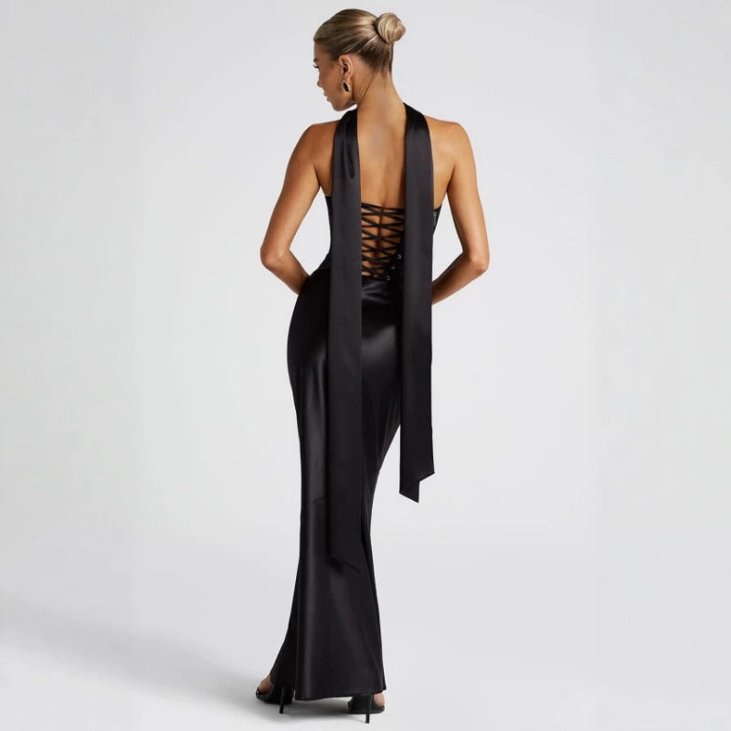Women's dress - european & american style, amazon cross-border e-commerce, elegant & chic fashionable tie-strap dress for women