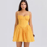 Women's dress - cross-border e-commerce sexy lace jacquard dress - european and american style pure & sultry backless a-line puffy gown - short princess dress