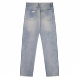 Drew house pants spring & fall d@ew smiley hole straight-legcasualjeans