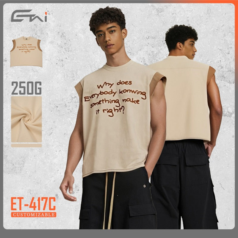 Etai men's clothing color block tank top pure cotton short sleeve men's t-shirt streetwear brand loose crew neck rolled hem vest