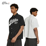 Etai men's clothing trendy boxy striped short-sleeve shirt - men's summer casual high-quality baseball sweatshirt