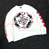 Saint m hoodie fall and winter s.m red chili band pattern round neck pulloverlong sleeves
