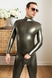 Man Latex Catsuits Neck Entry Pouch Zipperless