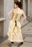Women Latex Dress Double lace translucent light yellow
