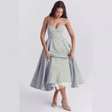 Women's summer dress: european and american high-end princess gown, french style mesh a-line double layer spaghetti strap dress
