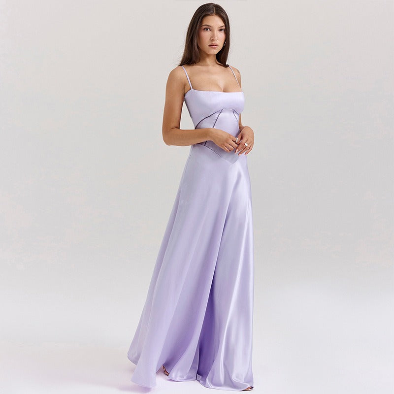 Women's dress: european and american cross-border sexy camisole dress, slim-fit backless maxi dress, women's summer evening gown