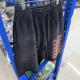 Saint m t pants - spring/autumn s.m letter print design washed distressed athletic shorts