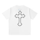 saint m t shirts  s.m character & letter graphic crew neck pullover short sleeve t-shirt - wholesale