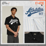 Etai men's clothing trendy boxy striped short-sleeve shirt - men's summer casual high-quality baseball sweatshirt
