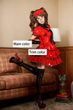 Women Latex Dress Lolita Tiered Ruffles Lace