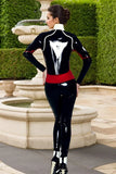 Women Latex Catsuits Moto Suit black SIAMESE cosplay