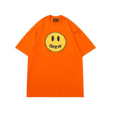 Drew house t-shirt - spring/summer collection - d@ew smiley face letter print crew neck pullover short sleeve - wholesale single piece