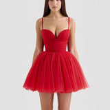 Women's sweet mesh patchwork camisole princess tutu dress - sexy slim fit backless mini dress