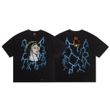 saint m t shirts  s.m. tear-stain lightning pattern crewneck pullover short sleeve t-shirt - wholesale