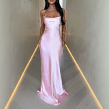 Women's dresses, direct from the factory. mid-length, figure-hugging, sexy v-neck camisole dress. soft and smooth, lightweight, twisted satin silk maxi dress