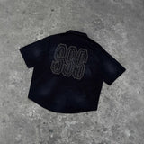 saint m t shirts Spring/autumn s.m rhinestone letter casual oversized shirt