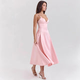 Women's dress - amazon v-neck sexy design long dress - court style dopamine dress - camisole dress for women