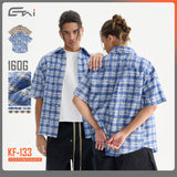 Etai men's fashion trendy distressed vintage style frayed hem plaid shirt - popular summer loose fit short sleeve shirt for men