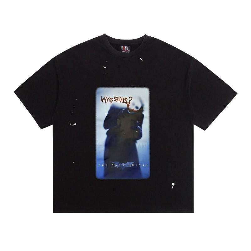 saint m t shirts  s.m clown knife graphic crew neck pullover short sleeve t-shirt - wholesale