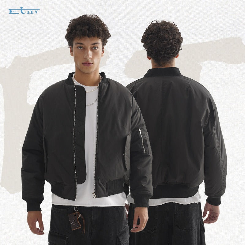 Etai men's | american streetwear short bomber jacket - minimalist solid color, multi-functional water-resistant zip-up jacket
