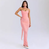 Women's dress: cross-border european and american style blue bandeau crop top + high-waisted bodycon pencil skirt slim-fit two-piece set