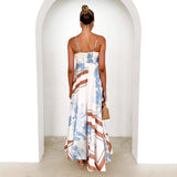 Women's dress: european and american style, cross-border summer fashion, printed backless cami, sexy high-waisted swing dress