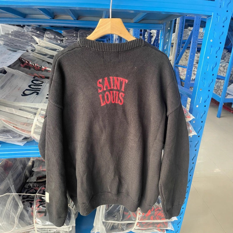 Saint m t sweater - autumn/winter s.m rose skull hand-painted pullover crewneck sweater - wholesale