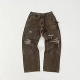 Saint m t pants spring & fall s.m high street heavy weight destruction splash ink lumberjack workwear pants