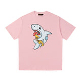 Drew house t shirt spring and summer d@ew cartoon shark pattern round neck pullover short sleeves