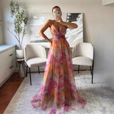 Women's dress - cross-border fashion spring/summer mesh print cami dress - ins style vacation casual party dress