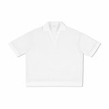 Etai men's relaxed fit turn-down collar short sleeve textured knit polo shirt - trendy brand, high-quality summer boxy tee